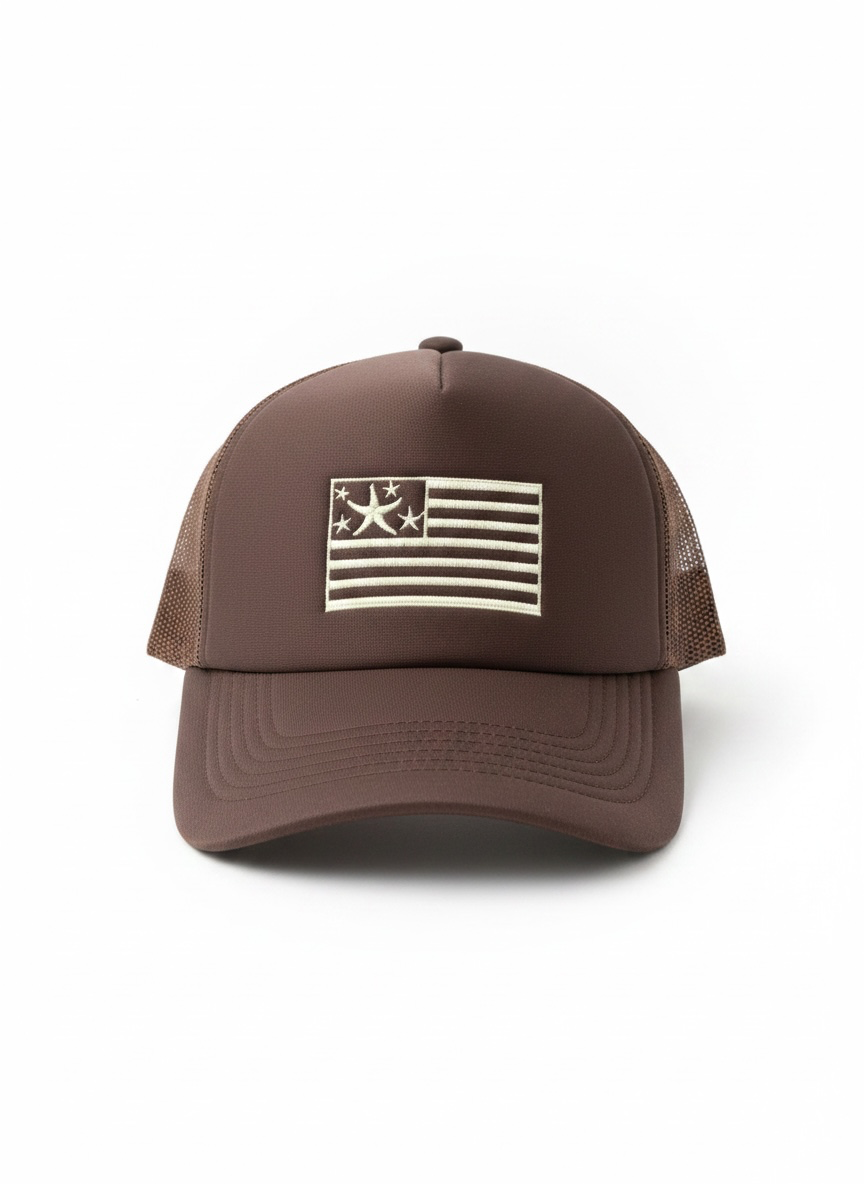 Bronza Americana Sea Star Trucker Hat - Brown & Yellow
